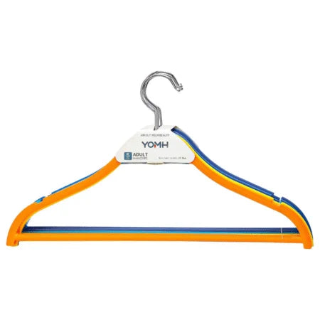 5-Piece Colorful Adult Clothes Hanger Set – Heavy Duty Plastic Hangers with Metal Hook | Anti-Slip & Space Saving Design