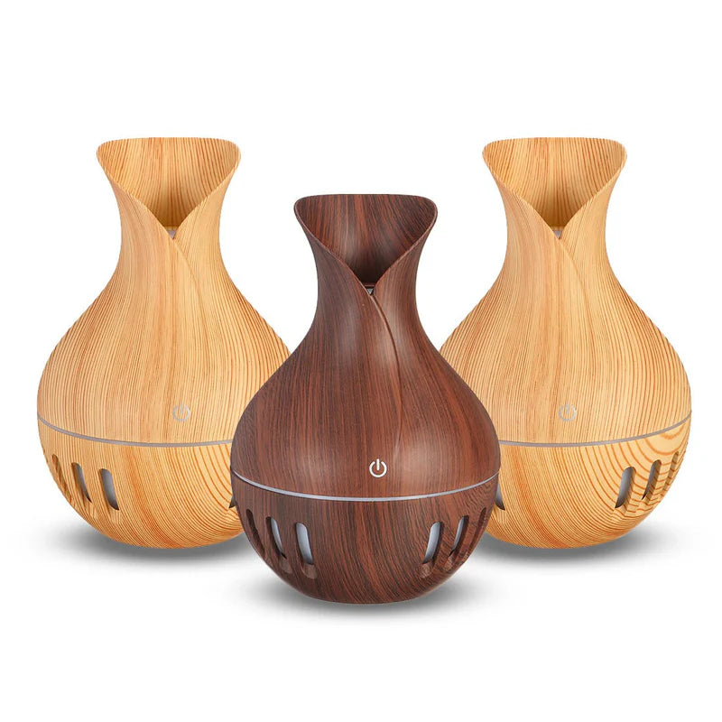 11 Active View In This Item Elegant Wood Grain Vase Humidifier Ultrasonic Essential Oil Diffuser & Air Purifier