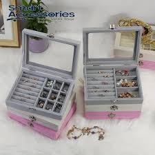Velvet Rings & Earrings Organizer Storage Box