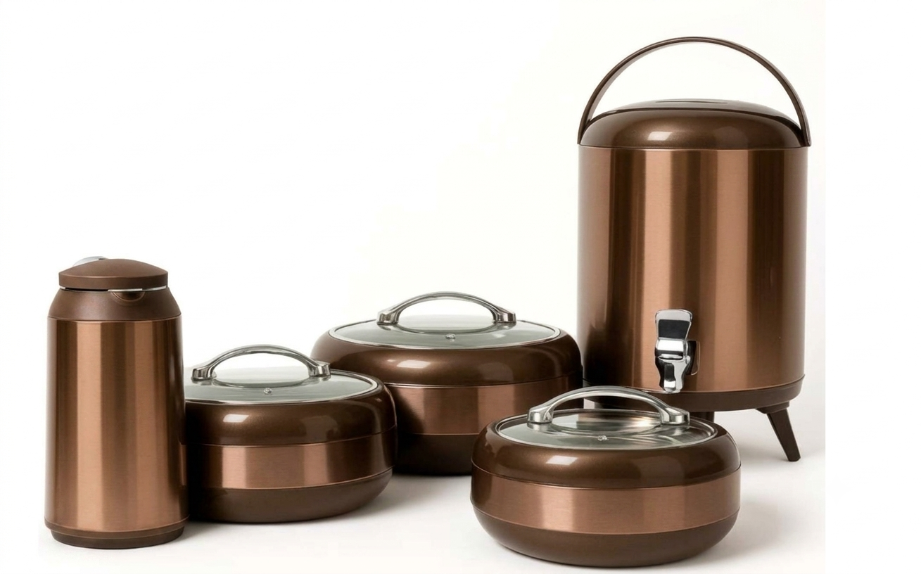 Luxury Dining Collection: 5-Piece Insulated Copper Finish Set