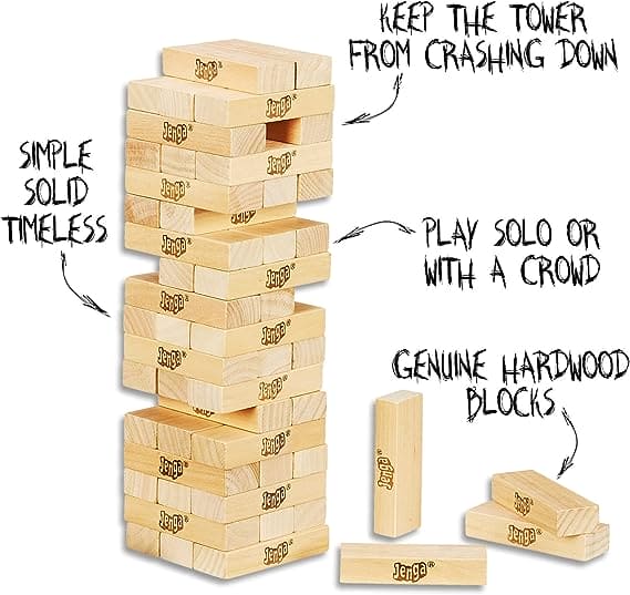 Hasbro Gaming Jenga Tower Wooden Blocks Game for Kids ...