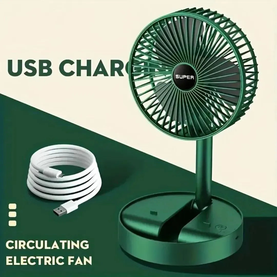Portable telescopic folding fan