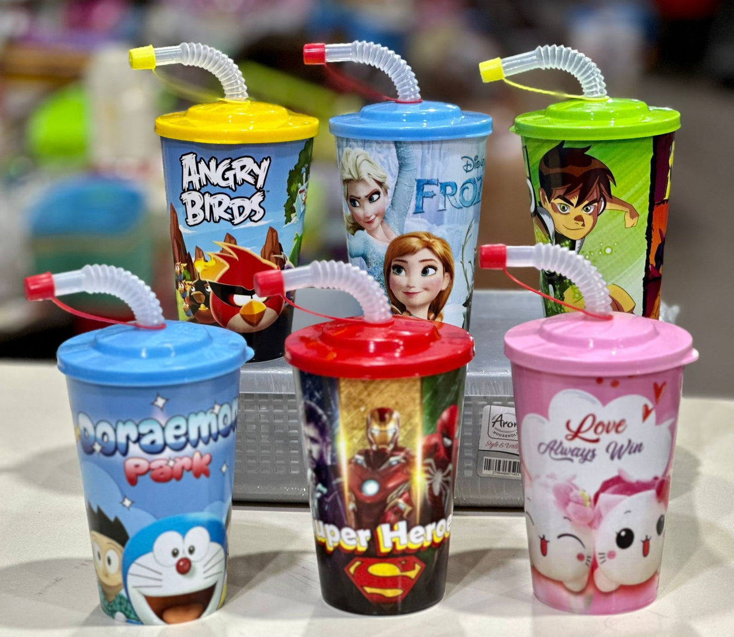 Aroni Kids Summer Glass with Lid – Colorful Plastic Water Tumblers