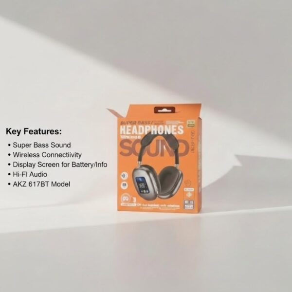 AKZ-617BT Super Bass Wireless Headphones – Foldable Bluetooth 5.3 Over-Ear Headset with Built-In Mic & High-Fidelity Stereo Sound