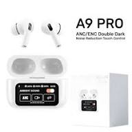 Airpods Pro A9 Wireless Earbuds | Full-Color Smart Touch Screen | ANC + ENC Noise Cancellation | Bluetooth 5.4 | 36-Hour Playtime