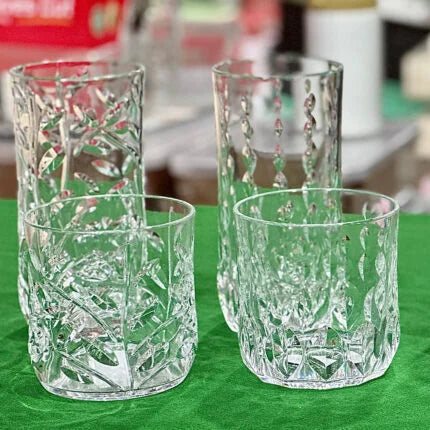 Water Set Acrylic Unbreakable Plastic Water Set Crystal Clear Water Set 7pcs (Leaves Cut SG)