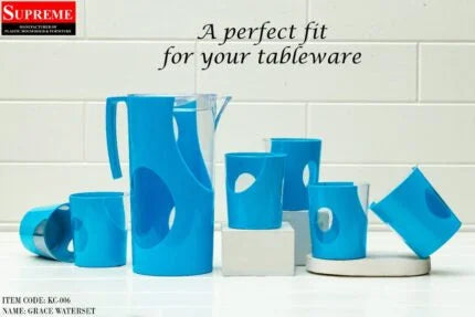 Supreme Grace Waterset – 7 Pcs Stylish Plastic Jug & Glass Set for Everyday Tableware Use