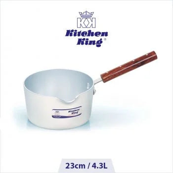 Kitchen King Aluminum Milk Pan 23cm (4.3L) – Non-Stick Boiling Pan with Wooden Handle for Home & Commercial Use