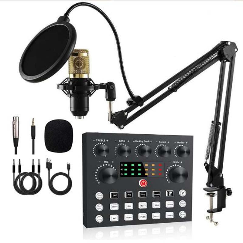 V10 BM800 Podcast Condenser Microphone Set with Live Sound Card