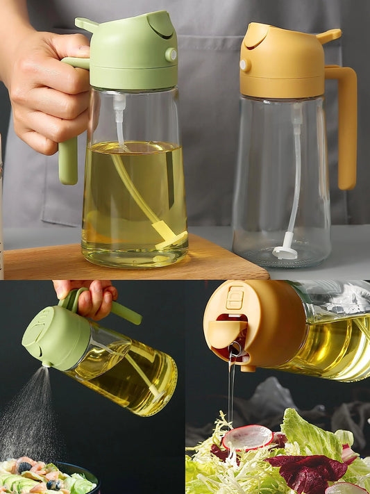 2 IN 1 Oil Spray Bottle And Dispenser FineMist Oil Sprayer For Cooking - Healthy Oil Control & Versatile Kitchen Tool