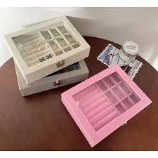 Velvet Rings & Earrings Organizer Storage Box