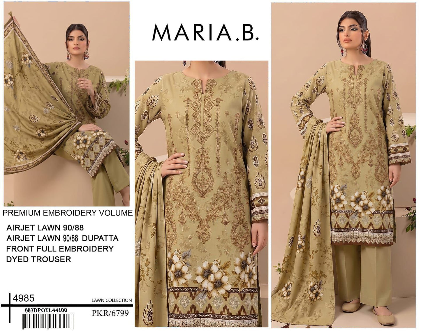 MARIA B LUXURY DIGITAL PRINT 90/88  EMBROIDERY VOLUME
