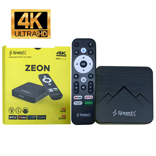 Speedx W30 Plus Zeon Quad-Core Arm Cortex A53 Android 14.0v Dual Wifi Band 4k 60fps Smart Tv Box 4gb+64gb Air Mouse With Voice Control