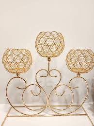 3 Arms Crystal Candle Holders Bowls