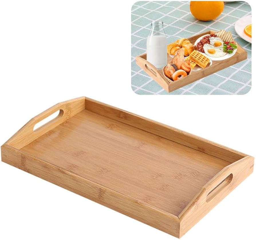 Wooden Serving Tray Set of 3 – Large, Medium & Small Nesting Platters