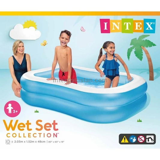 Intex 80x60x17 Inch Family Pool - Large Rectangular Family Swimming Pool