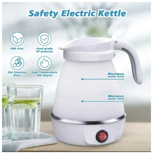 RAF 600ml Foldable Electric Travel Kettle – 1500W Portable & Fast-Boiling Water Heater for Home, Office, and Travel