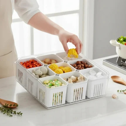 9 Compartment Fridge Organizer Box – Multipurpose Storage Tray