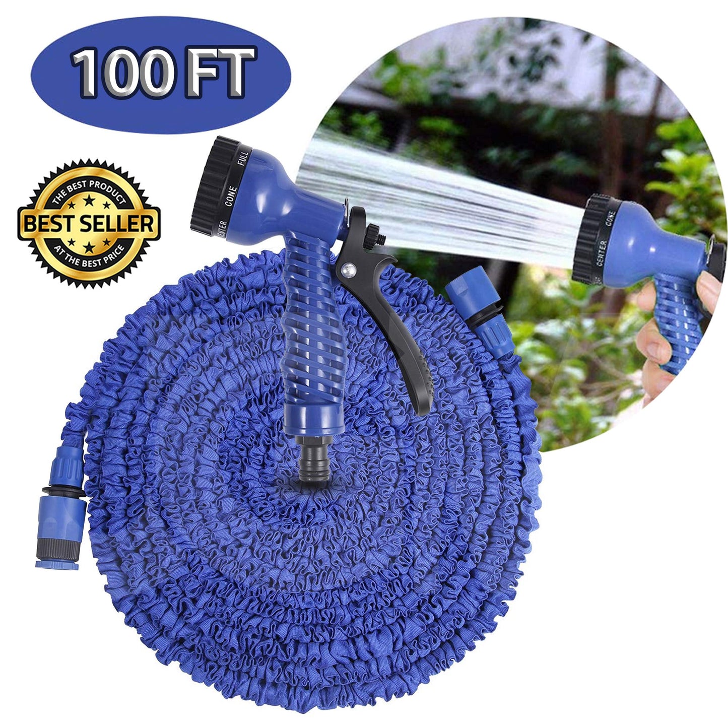 Magic Hose Pipe 100ft | Expandable Garden Water Pipe With Spray Connector | Lightweight, Anti-Kink, Flexible Expanding Hose (With Box)