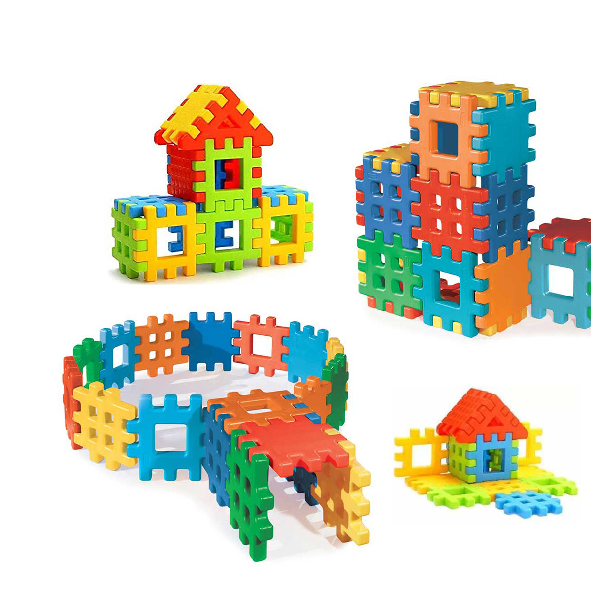 Colorful Waffle Building Blocks - Brain and Educational Little Tikes Block Toys for kids