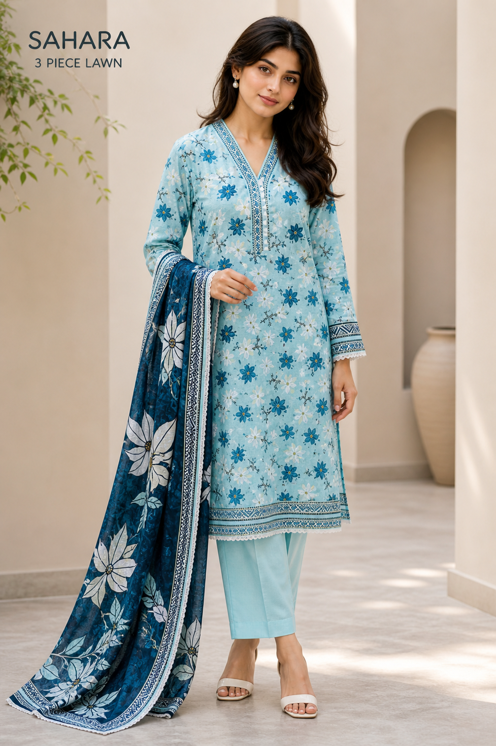 Sahara Lawn Collection 2026 – Premium 3 Piece Suit