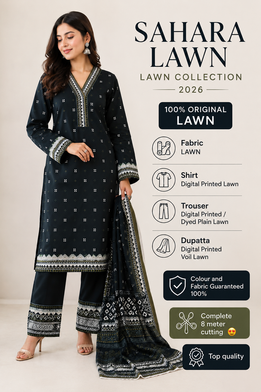 SAHARA LAWN  LAWN COLLECTION 2026  100% ORIGINAL