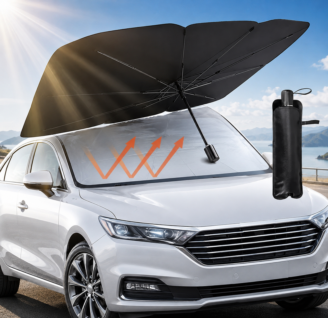 Car Sun Shade Umbrella – Foldable Heat Protection Shield