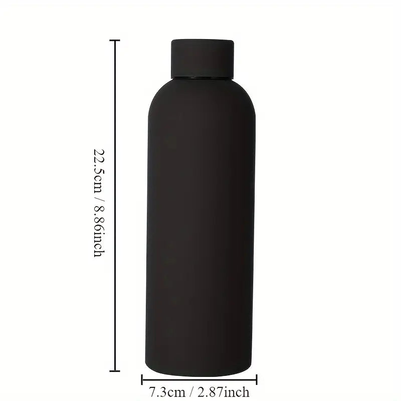 Matt Black Stainless Steel Water Bottle - 500ml | Insulated & Leak-Proof