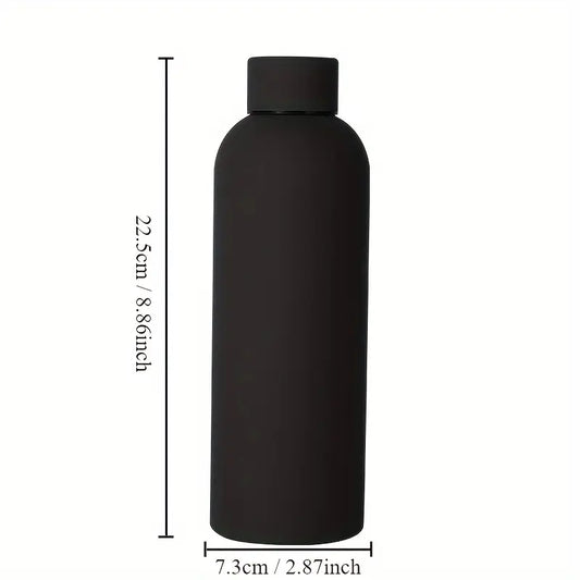 Matt Black Stainless Steel Water Bottle - 500ml | Insulated & Leak-Proof