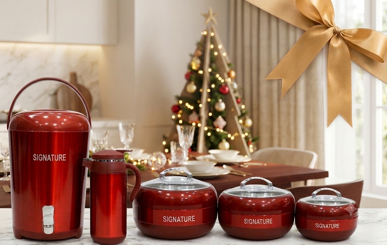 Signature 5-Piece Insulated Casserole and Flask Gift Set