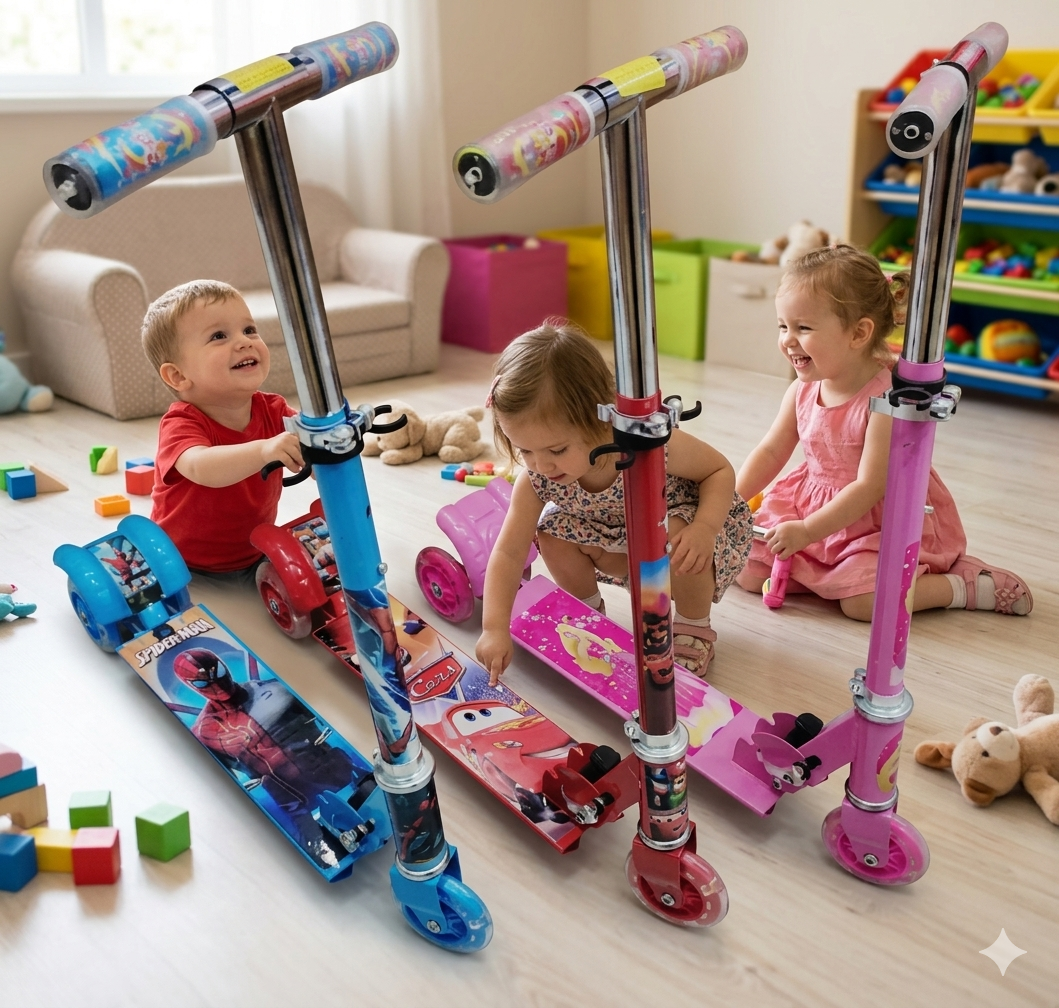 Adjustable Height Kids' Kick Scooters with Character Designs