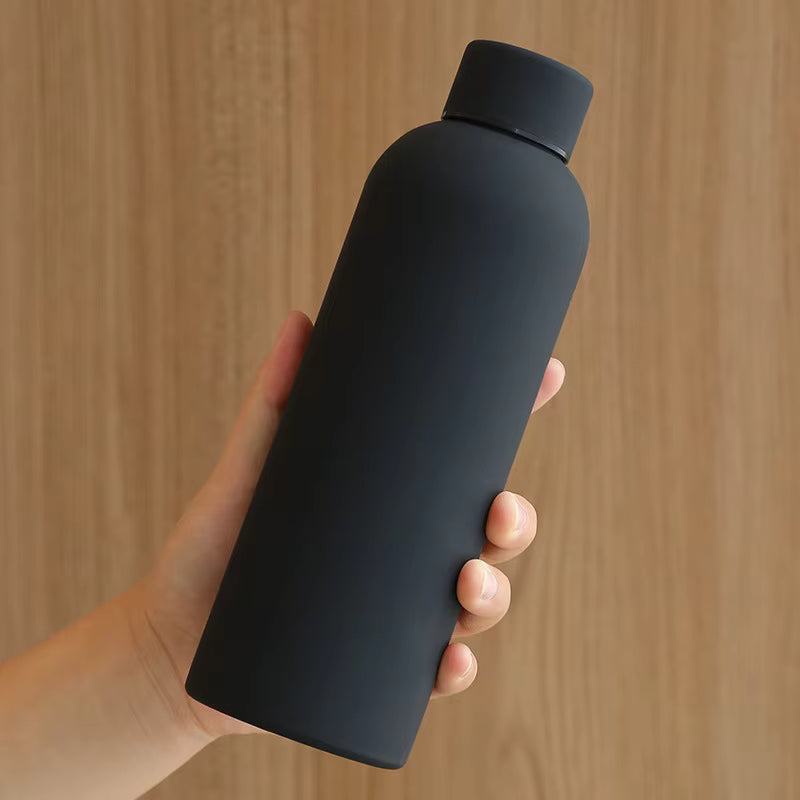 Matt Black Stainless Steel Water Bottle - 500ml | Insulated & Leak-Proof