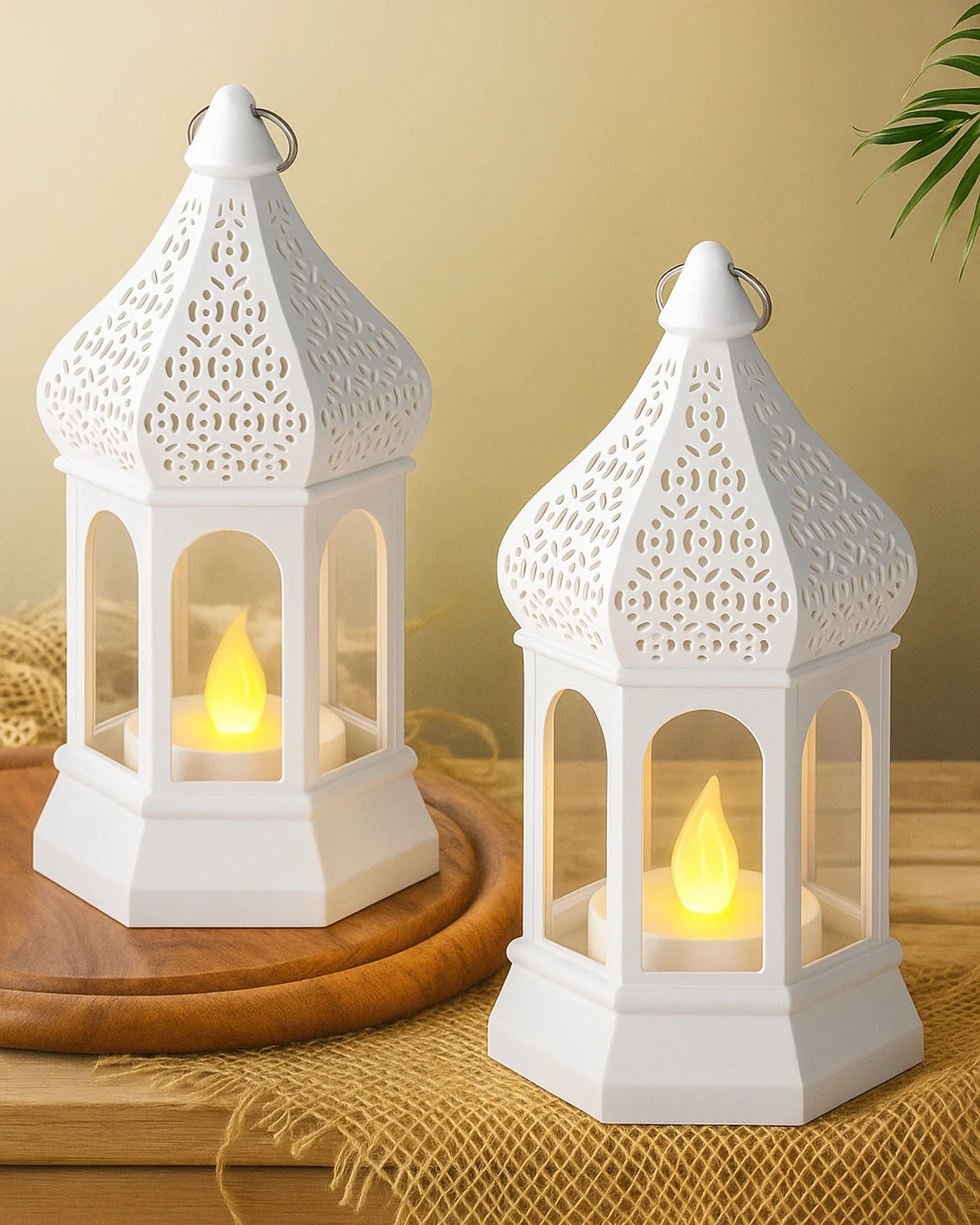 2 pcs Flameless and Smokeless Acrylic Antique LED Lantern ...