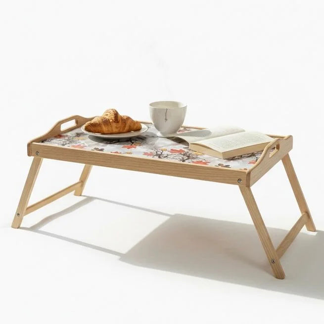Foldable Wooden Bed Tray Table – Portable Laptop Desk & Breakfast Tray