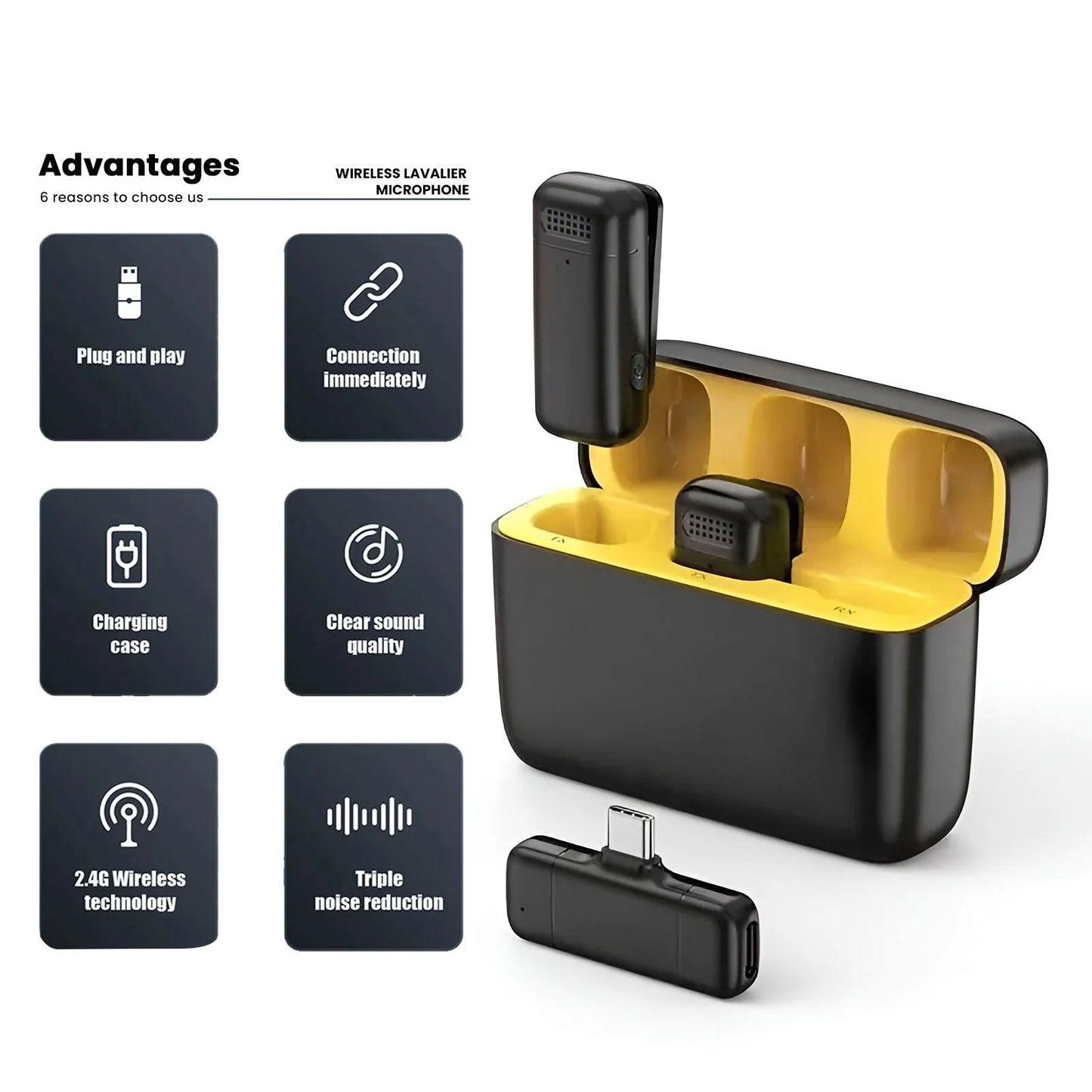 K13 Universal Type-C ANC Dual Wireless Lavalier Microphone – Crystal-Clear Audio with Active Noise Cancellation for All Your Content