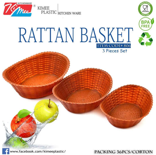 Rattan Basket 3Pc Set