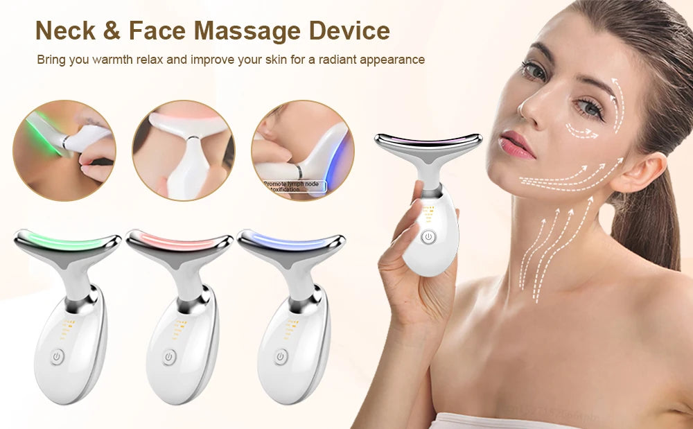 Digital Face & Neck Massager – Electric Skin Lifting & Anti-Aging Device with Vibration & Heat Therapy