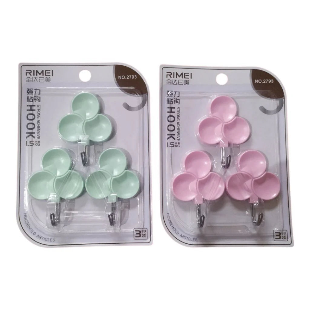 RIMEI Decorative Adhesive Wall Hooks – 3 Pcs Set (1.5 KG) – Cute Flower Shape Hook for Home, Kitchen, Bathroom