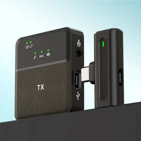 SX8 Dual Professional Wireless Lavalier Microphone | Type-C & IPhone Compatible | Noise Reduction Live Interview & Vlog Mic