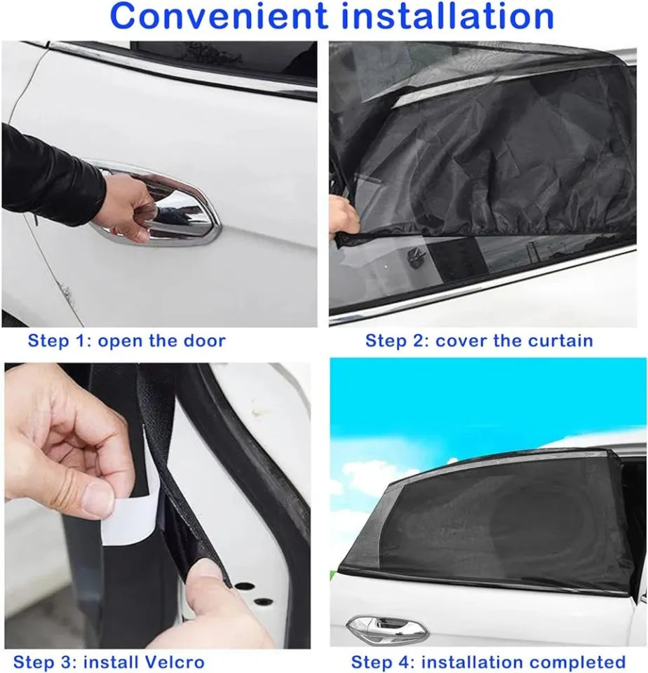 Universal Car Curtains | Slide-Able Shades | Sun Shades 4pcs set