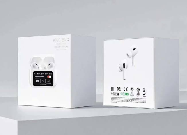 Airpods Pro A9 Wireless Earbuds | Full-Color Smart Touch Screen | ANC + ENC Noise Cancellation | Bluetooth 5.4 | 36-Hour Playtime