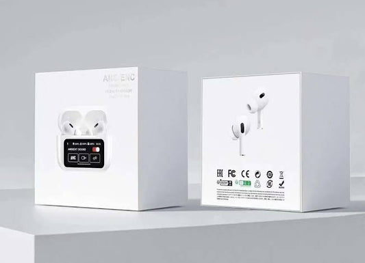 Airpods Pro A9 Wireless Earbuds | Full-Color Smart Touch Screen | ANC + ENC Noise Cancellation | Bluetooth 5.4 | 36-Hour Playtime