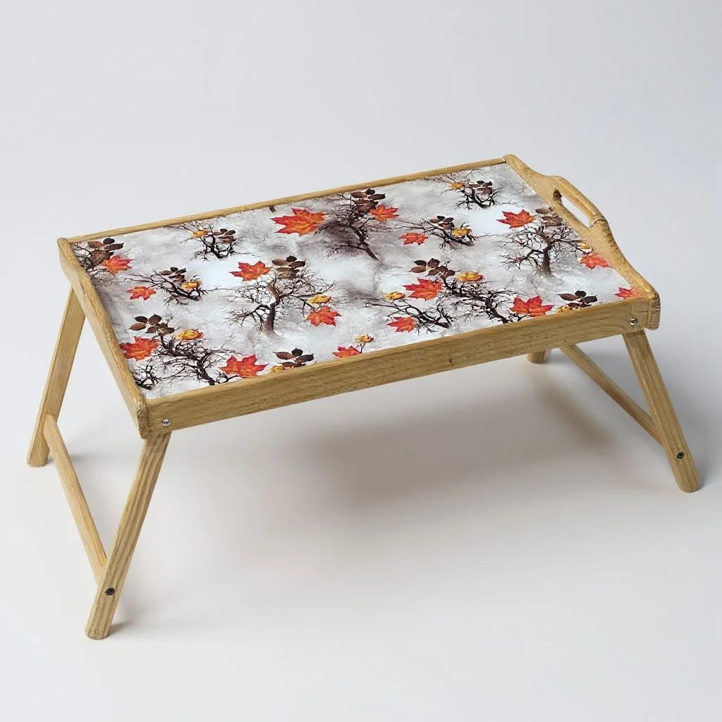 Foldable Wooden Bed Tray Table – Portable Laptop Desk & Breakfast Tray