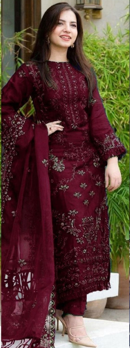 Nisa 6137 Premium Airjet Lawn Embroidered 3PC Suit – Luxury Chiffon Dupatta Collection