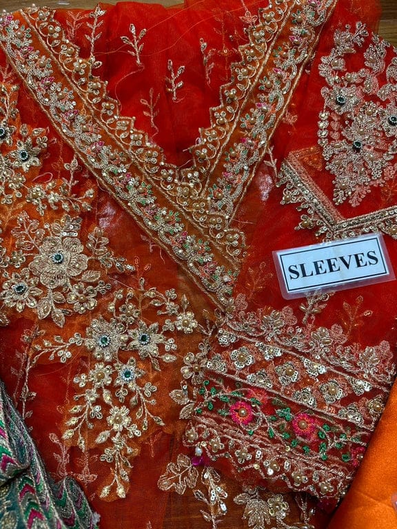 Elegant Net Embroidered Maxi with Satin Silk Trouser