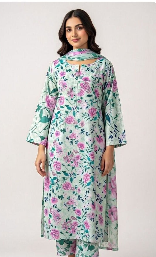 AIRJET BANDORIA LAWN DIGITAL PRINT 3Pc Vol code : 5013