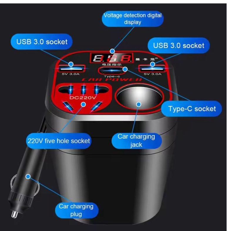 Universal USB 3.0 Charging Port Smart Display Automotive Part Socket Converter Car Accessories