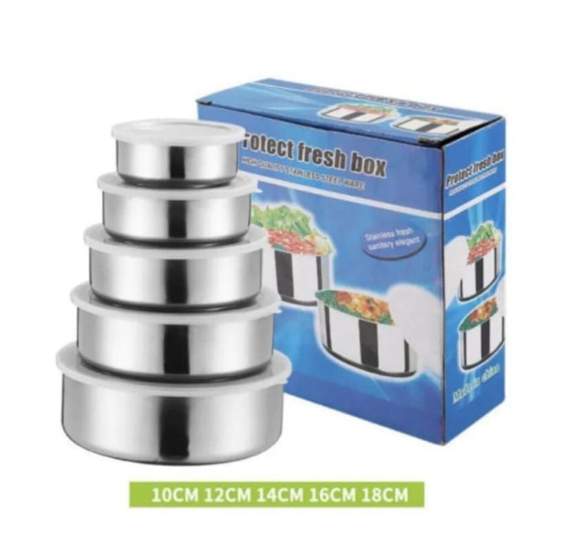 Stainless Steel 5pcs Bowl Set (Box Packing) Premium Quality