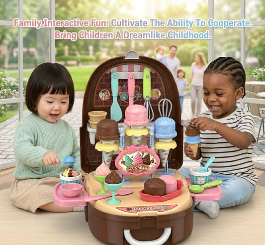 Kids Ice Cream Parlour Toy Backpack Play Set