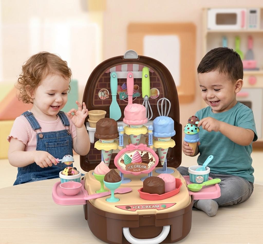 Kids Ice Cream Parlour Toy Backpack Play Set